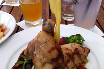 The grilled half chicken, amber-ale marinated
