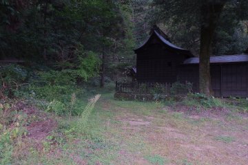 <p>Main prayer hall standing silently in the woods at dusk</p>