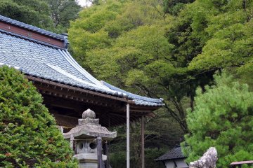 <p>Prayer hall and trees in a forest</p>