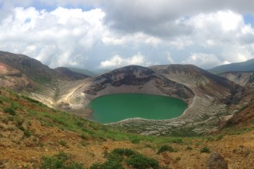 <p>Okama, known as the Five-Colored Lake, because the color changes with the light and weather conditions</p>