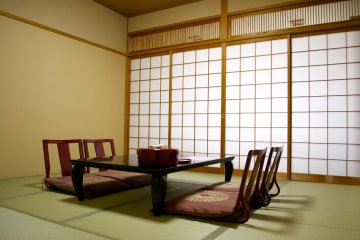 <p>The same Japanese style room with tatami flooring from another angle</p>