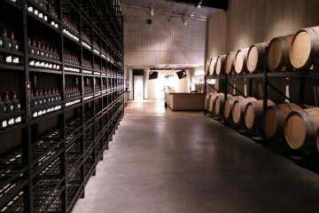 <p>Shochu barrels in the Hakkai-san tasting room</p>