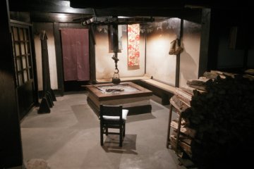 <p>The fireplace in the courtyard just inside the front gate</p>