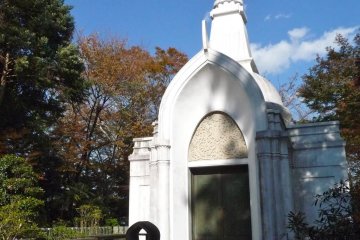 Atypical of Japanese religious structures, this one reminded me of white steeple churches.  I love the way the shadows fell on the building and ground. 