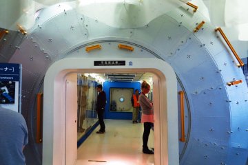 <p>The reproduction of a section of the International Space Station</p>