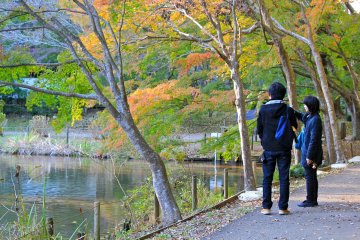 <p>A large walking path around the perimeter of the pond</p>