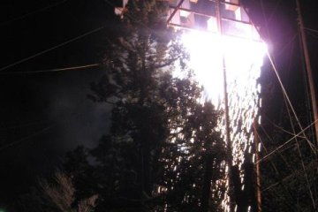 The lighting of the lanterns.
