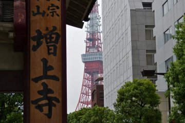 Approaching the Zojo-ji from Hamamatsucho. This is Daimon Gate.
