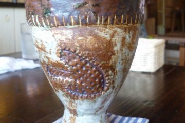 All of the food and drink are served in beautiful locally-made pottery.