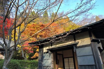 <p>Small Sangetsu-Ro stands in an idylic setting inside Kakyo Park in Echizen City</p>
