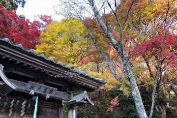 <p>Small Izumo Taisha Shrine stands along the pathway up to the hilltop</p>