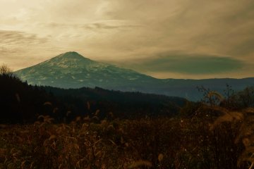 <p>Mt. Chokai on the border of Akita&nbsp;and Yamagata. No trains here.&nbsp;</p>