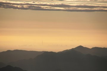 Tokyo Sky Tree is visible from the top of Fuji