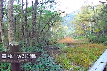 <p>Wooden path in Kamikochi</p>