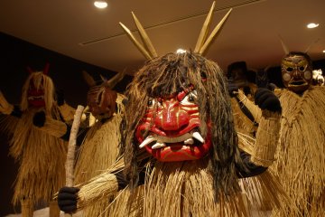 <p>Namahage masks are most commonly seen as red or blue, but can come in many colors. &nbsp;</p>