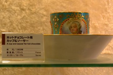 One of the many elaborately decorated pieces of porcelain art in the gallery.
