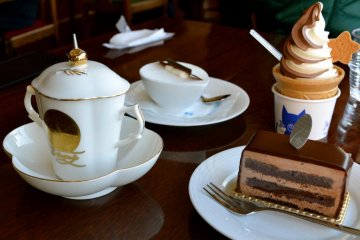 White Tiramisu,Chocolate ganache and Hot chocolate makes for our special lunch at the Chocolate Lounge