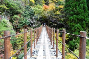<p>A view of the Ayatori Suspension Bridge in Gokanosho</p>
