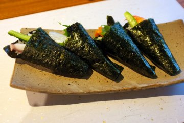 <p>The savory temaki sushi</p>