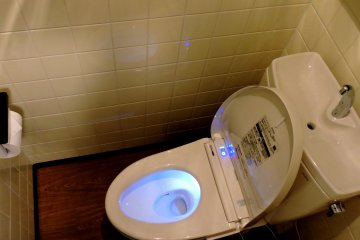 <p>Of course there was a Japanese super toilet! The bowl lit up when I opened the door!</p>