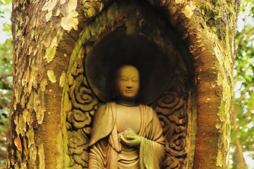 Living Wooden Jizo Statue 