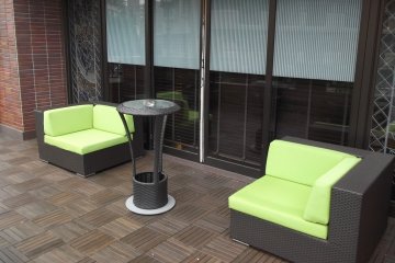 <p>The smoking terrace</p>
