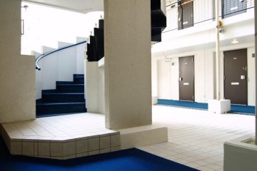 View of stairs and courtyard