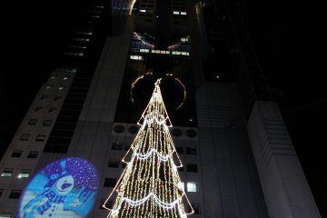 <p>On the ground floor a 'German Christmas Market' was being held, and a gigantic Christmas tree seemed to be reaching for the top of the building</p>