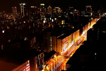 <p>Gorgeous lights illuminating Midosuji Street, which spears the center of Osaka from south to north</p>