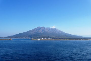 Sakurajima on a clear spring day