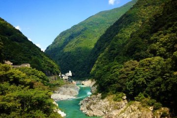 Yoshino River flowing through the mountains