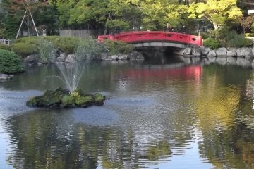 <p>There's also a peaceful pond in the shrine grounds</p>
