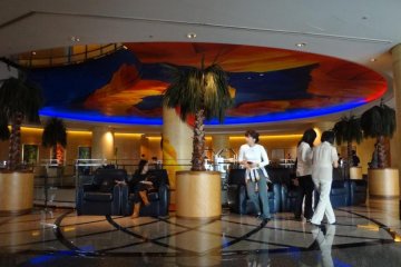 In the lobby of the Pan Pacific