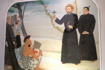 <p>A mural of St Francis Xavier preaching in Japan</p>