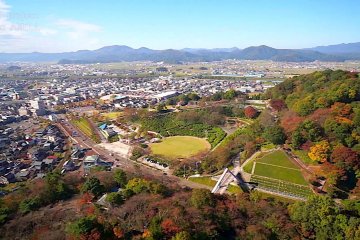 Flying Over Nishiyama Park in Fall