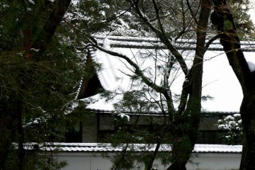 <p>Snow covers the roof tiles</p>