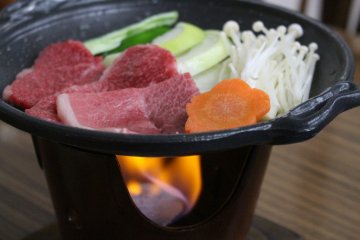 <p>Hida-gyu&nbsp;beef served and cooked in front of you at Shakunage</p>
