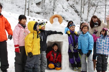 <p>Our ice house complete with entrance and mascot</p>
