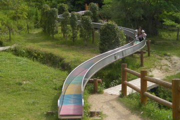 the long slide down at Utsukushi Mori, Setouchi City, Okayama