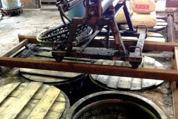 <p>Large vats used to dye clothing. The indigo plant extracts are grinded before making the dye.</p>