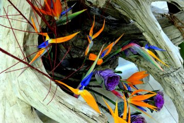 <p>Colorful flowers adorn the decoration</p>