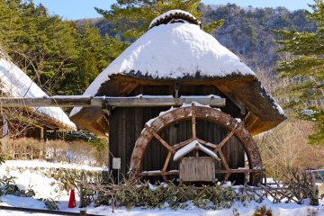 <p>Buckwheat, wheat, or rice, can be grounded here at this Water-mill</p>