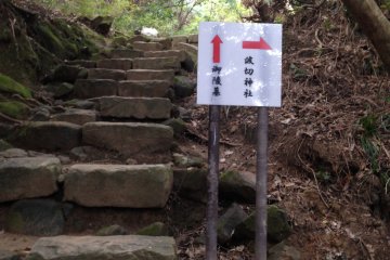 <p>This sign is about 100 m up the steps. Make sure you go right!</p>