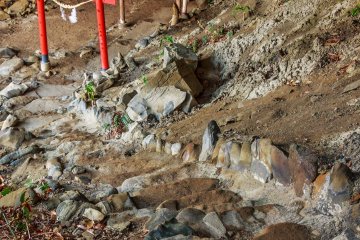 <p>The first view of the cave shrine as you descend the steps.</p>