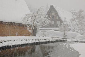 <p>A village in a snowstorm</p>