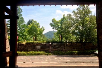 <p>The burrowed view of the distant mountains from the Maizuru Park Gardens</p>

