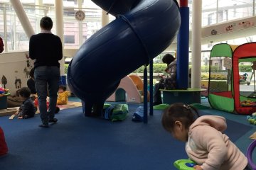 <p>The slide is only accessible via the climbing tower.</p>