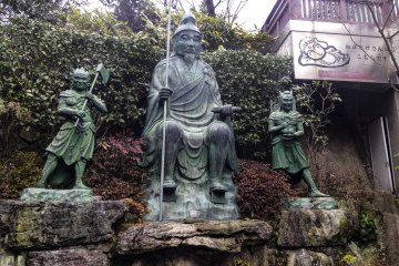 A statue of En no Gyōja and his two demon attendants. En no Gyōja&nbsp;is known as the founder of Shugendō, a uniquely syncretic&nbsp;and ancient tradition that incorporates various teachings from Shinto, Taoism, and esoteric Buddhism.&nbsp;
