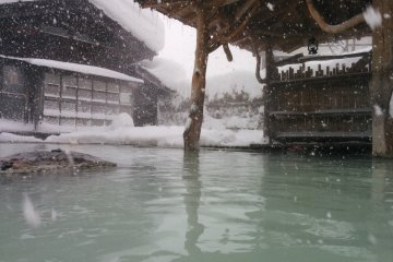<p>Gazing out from inside the soothing mixed bath</p>