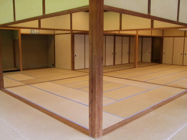 One of the large tatami rooms inside the house that Hara and is family lived in (Kakushokaku)